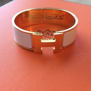 Hermès Clic Clac H Bracelet in White